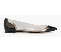 Macy 05 laser-cut patent-leather and PVC point-toe flats - Black