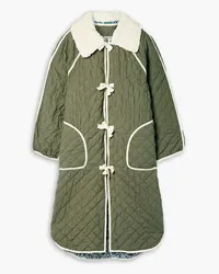 The Great Reversible bouclè-trimmed quilted cotton coat - Green Green