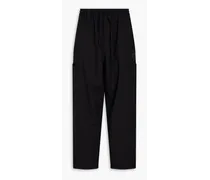 Wool-blend twill cargo pants - Black