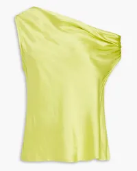 Enza Costa One-shoulder satin-crepe top - Green Green