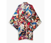 Patchwork printed stretch-jersey robe - Multicolor