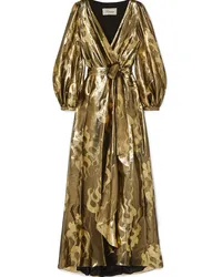 Temperley London Eda wrap-effect silk and Lurex-blend jacquard maxi dress - Metallic Metallic