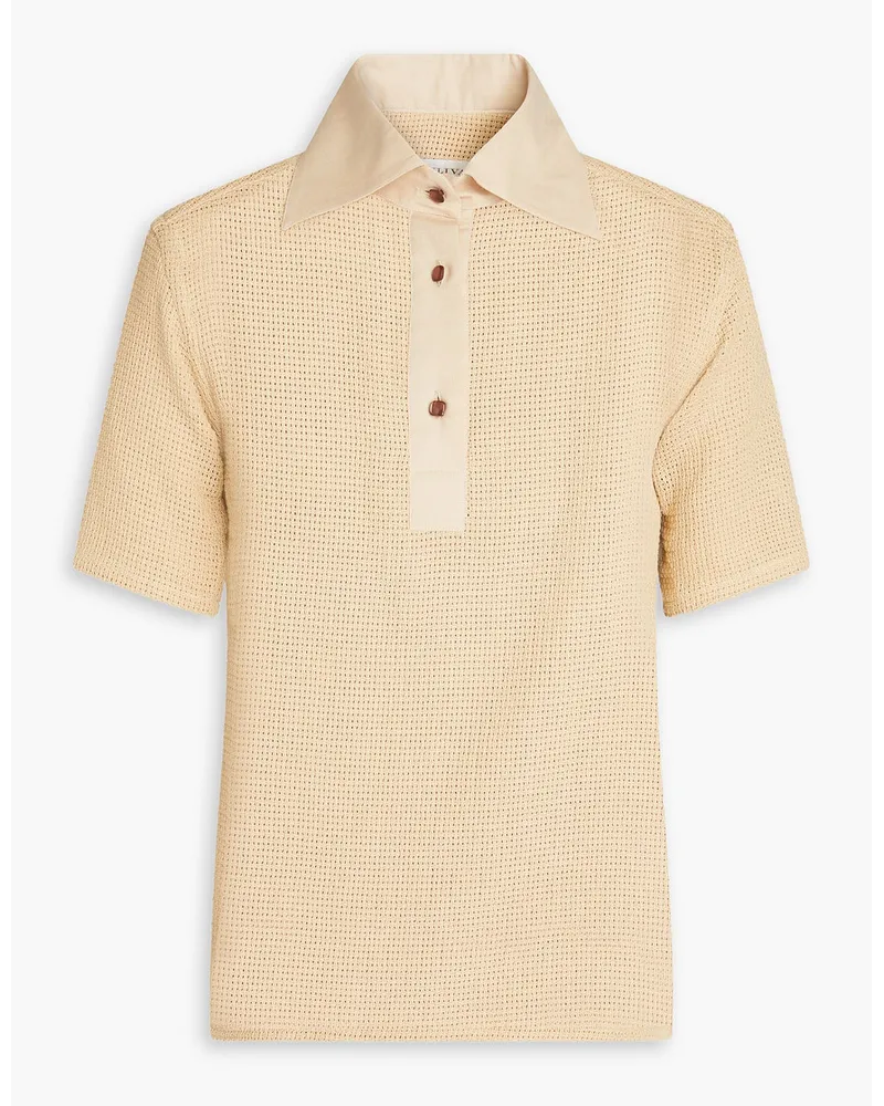 Giuliva Heritage Collection Daphne open-knit cotton polo shirt - Neutral Neutral