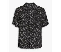 Avery floral-print twill shirt - Black