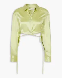 Christopher Esber Cropped silk-charmeuse shirt - Green Green