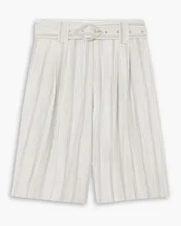 Ganni Belted striped voile shorts - Gray Gray