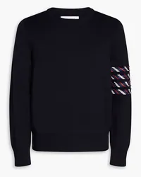 Thom Browne Striped twill-trimmed cotton sweater - Blue Blue