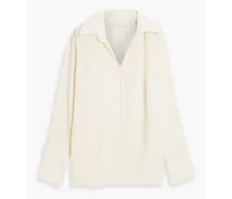 Plissé bamboo and silk-blend shirt - White