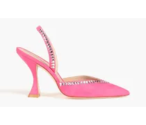 Crystal-embellished suede slingback pumps - Pink