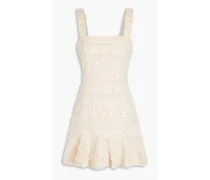 Alice Olivia - Embroidered cotton mini dress - Neutral