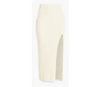 Aiya ribbed-knit midi skirt - White