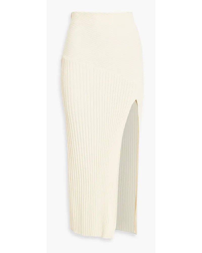 NICHOLAS Aiya ribbed-knit midi skirt - White White