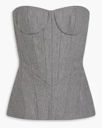 Balmain Strapless wool-blend bustier top - Gray Gray