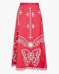 RED Valentino Broderie anglaise cotton midi skirt - Orange Orange