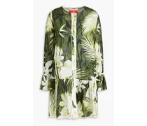 Ciane floral-print cotton-mousseline mini dress - Green