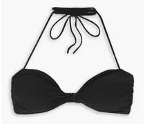 Twist-front halterneck bikini top - Black