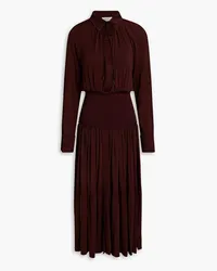 A.L.C. Conrad gathered stretch-jersey midi shirt dress - Brown Brown