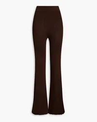 ROTATE Birger Christensen Solaima ribbed-knit flared pants - Brown Brown