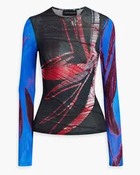 Louisa Ballou Printed stretch-jersey top - Blue Blue