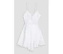 Ruffled cotton-blend mini dress - White