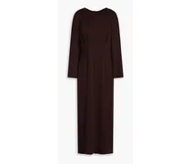 Hollie washed silk-crepon midi dress - Brown