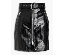 Luana belted patent-leather mini skirt - Black