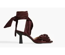 Bow-embellished satin-twill sandals - Burgundy