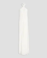 Halston Lilah open-back twisted stretch-jersey halterneck gown - White White