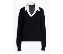 Brianne two-tone wool-blend polo sweater - Blue