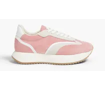 Kook suede-trimmed corduroy sneakers - Pink