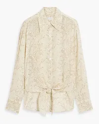 Equipment Geneva tie-front snake-print silk crepe de chine shirt - Neutral Neutral