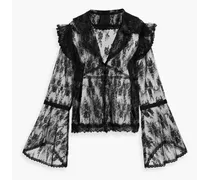 Ruffled lace blouse - Black
