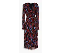 Paulette floral-print silk-crepon midi wrap dress - Red