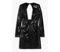 Open-back sequined chiffon mini dress - Black