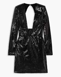 Dundas Open-back sequined chiffon mini dress - Black Black