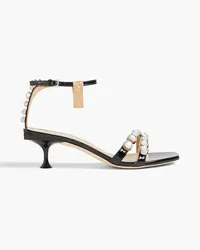 Sergio Rossi Embellished patent-leather sandals - Black Black