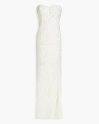 Aidan Mattox Strapless embellished metallic tulle gown - White White