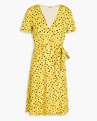 Diane von Furstenberg Palmina printed jersey mini wrap dress - Yellow Yellow