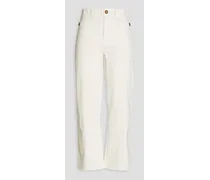 Cropped stretch-cotton twill straight-leg pants - White