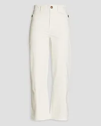 Frame Denim Cropped stretch-cotton twill straight-leg pants - White White