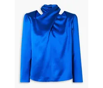 Cutout silk-satin blouse - Blue