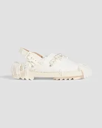 Simone Rocha Low Trek Heart embellished frayed tweed slingback sandals - White White