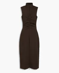 Stine Goya Dream ruched embossed jacquard midi dress - Brown Brown