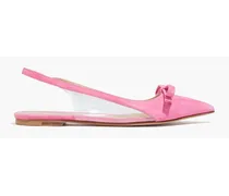 Sandie suede and PVC slingback point-toe flats - Pink