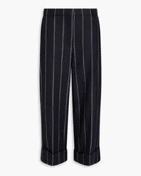 Thom Browne Cropped striped wool-flannel straight-leg pants - Blue Blue