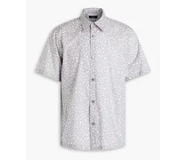 Printed cotton-poplin shirt - Gray