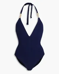 Melissa Odabash Naples stretch-jacquard halterneck swimsuit - Blue Blue