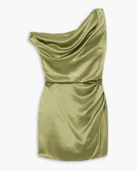 Reformation Alanis one-shoulder draped wrap-effect silk mini dress - Green Green