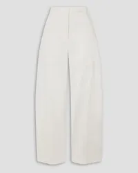 Matteau Paneled cotton-blend straight-leg pants - White White