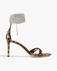 Giuseppe Zanotti Crystal-embellished satin sandals - Animal print Animal